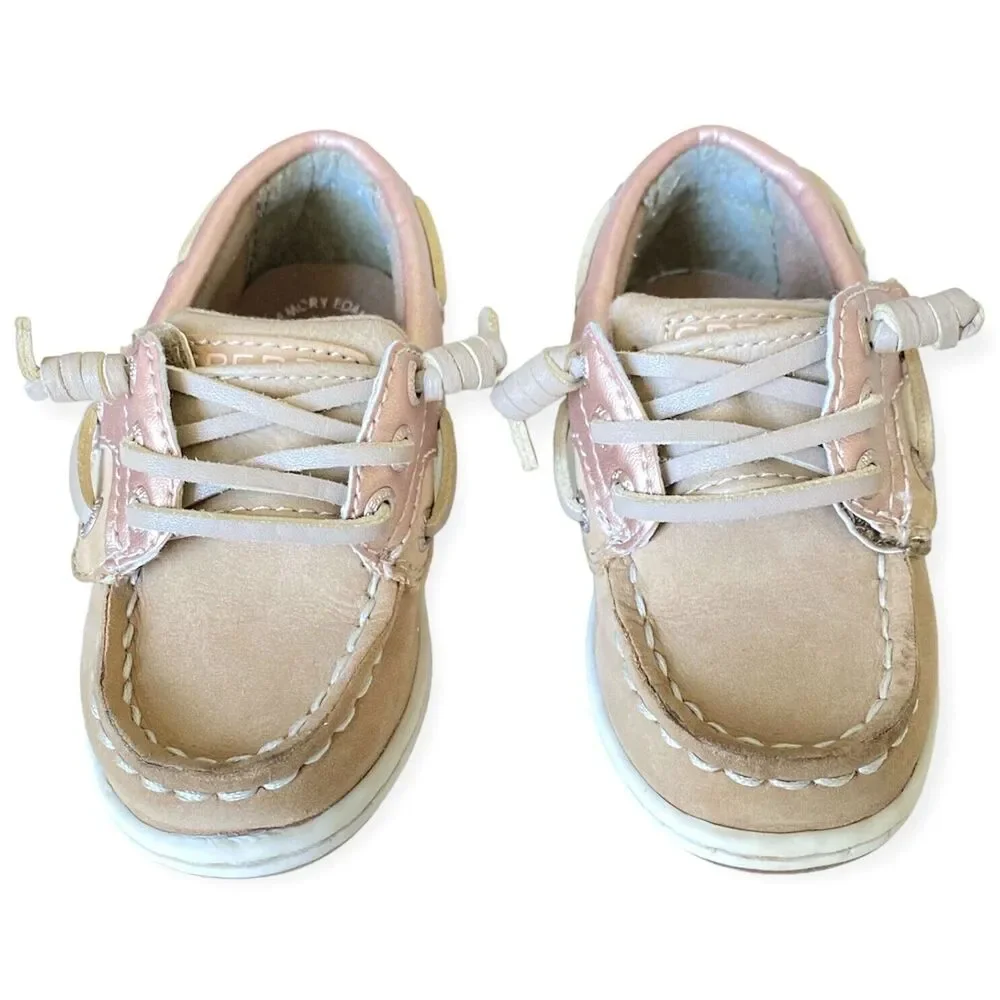 Toddler Boat Shoes Size 6 SPERRY TOP-SIDER Songfish Deck Shoes Slip On Pink Tan